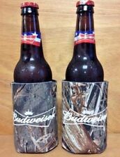 Budweiser Bowtie Real Tree Mossy Oak Camo Beer Koozies - Set Of (2) - New & F/S picture