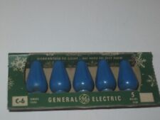 5 Vtg NOS General Electric C6 Indoor Series BLUE Christmas Lamps Bulbs picture
