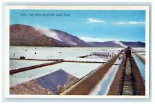 c1910s View of Train Locomotive, Salt Beds, Great Salt Lake, Utah UT Postcard picture