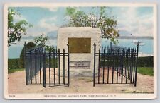 Memorial Stone Hudson Park New Rochelle New York NY Postcard Huguenot Monument picture
