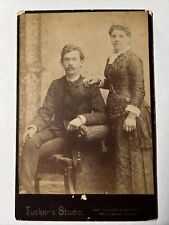 1890s Victorian Couple antique Cabinet Card Photo Tucker’s Studio WORCESTER MASS picture