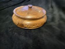 Vintage Hand Carved Wooden  Hawaii 9 Inch bowl with lid picture