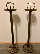 Rare Pair Of Vintage Brass Church Altar Candlesticks 22.5” High 3516 Grams picture