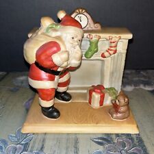 SANTA CLAUS FIREPLACE FIGURINE 1988 Joy Of Christmas Picking Nose Heritage House picture