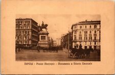 Italy Napoli Plazza Municipio Vittorio Emanuele 1913 DB Posted Antique Postcard picture