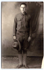 RPPC c1916 Portrait Handsome Young Soldier in Uniform A16 picture