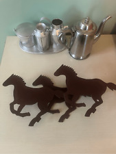 Vintage metal running horses wall hanging picture