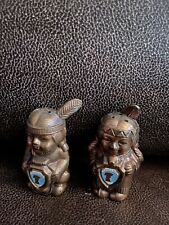 Vintage metal Wisconsin Dells Indian salt and pepper shakers picture