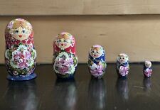 Russian Matryoshka Nesting Doll 5 Piece Set Hand Painted Floral picture