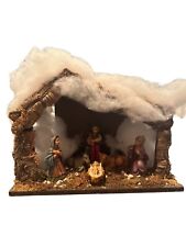 Nativity,Holy Family,Donkey,Ox, Manger,Vintage,Plastic,Wood,Christmas picture