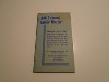 VINTAGE Richmond Virginia Masonic Directory 1966 Lodges, Officers, Ads picture