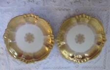 2 Antique Leonard Haviland Limoges Opulent Side Plates Ruffled Gold Rim 1890s picture