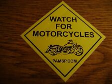 Watch For Motorcycles Yellow Decal, Bumper Sticker, Window Sticker picture