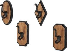 Wooden Vintage Inspired Wall Hook with Black Beaded Frames, Set of 4, Brown picture