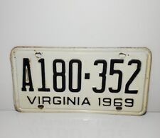 Virginia Licence Plate 1969 Vintage  picture