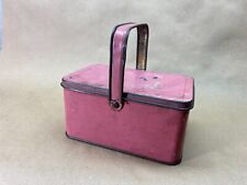 Pink Small Tin Handled Lunch Box or Basket Tindeco 1920's Antique Vintage picture
