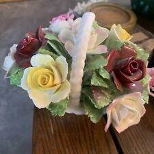 Vintage Royal Doulton England Bone China Handled Basket Bouquet of Flowers picture