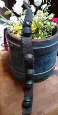 Antique Primitive 6 Brass Bells On Early Leather Strap Sleigh Bells picture