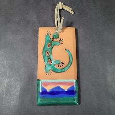 Vintage Mexican Tecate Jr Green Lizard Gecko Terracotta Clay Art Pottery Tile picture