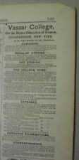 1877 ad: VASSAR COLLEGE, Poughkeepsie - admissions, studies, expenses picture