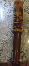 Vintage Hand Carved Double Sided Faced Tiki Totem Bat Club Unique picture