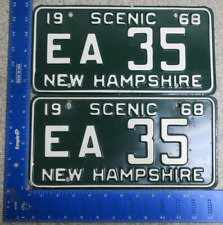 1968 68 NEW HAMPSHIRE NH LICENSE PLATE PAIR SET #EA 35 CHESHIRE COUNTY SCENIC picture