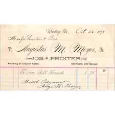 1893 Augustus M. Moyer Printer Reading PA Original Billhead Receipt AE7 picture