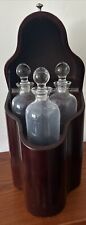 BOMBAY COMPANY Mahogany Box with 3 Beautiful Glass Crystal Decanters picture
