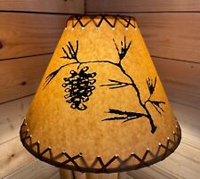 Rustic Oiled Kraft Lamp Shade with Pine Cone Design - 14