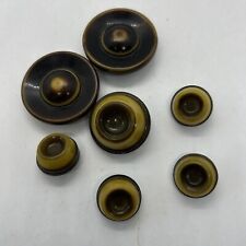 Lot Of Vintage Buttons Plastic Brown Yellow  Lot Of 7 picture