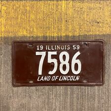 1959 Illinois License Plate Garage Auto Tag Low Number Four Digit Car 7586 picture