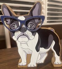 French Bull Dog in Blue Glasses Tabletop Decor picture
