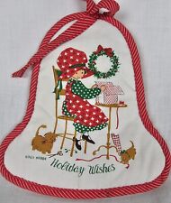 Vintage Christmas Holly Hobbie Holiday Wishes Bell Pot Holder American Greetings picture