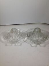 Pair of Vintage Clear Glass Fruit Juicer Reamer Tab Handle 5” picture