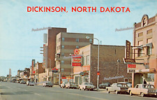 Dickinson ND Main Street Dodge Car Dealer Standard Oil Advertising Postcard C24 picture
