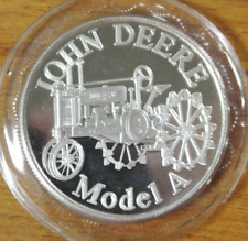 John Deere Silver Round Coin Model A Two-Cylinder Tractor 1 OZ .999 Fine Silver picture