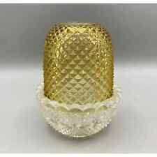 Antique Cricklite S Clarke Pyramid Glass Fairy Lamp Yellow Diamond Point 1800s picture