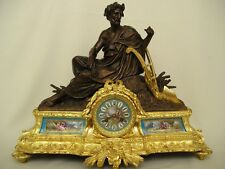 Large Antique Allegorical Figural Gilt Bronze Clock with Sevres Porcelain c 1870 picture