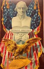 Vintage, Embrossed Patriotic Greetings postcard from the 1930's, great shape picture