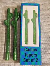Unique Green Cactus Shape Taper Candlestick Candles Set of 2 Measure 10.5” High picture