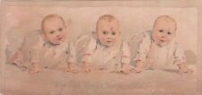 Hood's Sarsaparilla Triplet Babies in White Gowns Lowell MA Vict Card c1880s picture