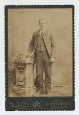 Antique c1880s ID'd Cabinet Card Man Mustache Named Wilmer Herdig Lebanon, PA picture