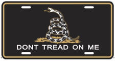 BLACK GADSDEN DON'T TREAD ON ME TACTICAL Aluminum Embossed License Plate picture