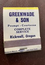 Vtg Risqué Greenwade & Sons/Rickreall OR / Full Unstruck  Matchbook Chevron Gas picture