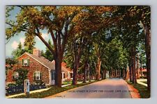 Cape Cod MA-Massachusetts, Typical Street Cape Cod Village, Vintage Postcard picture