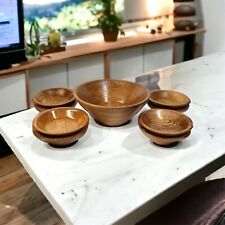 Vintage Heirloom Quality Wooden Ware Rustic Oak Salad Bowl Set Of 9 picture