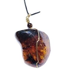 Mexican Amber Mossy Polished Pendant: Artisan Craftsmanship, Exceptional Quality picture