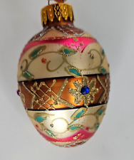 Elegant Handcrafted Glass Egg Shaped Glitter&Rhinestone Accents Faberge Inspired picture