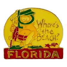 Vintage Florida Lapel Hat Pin Where's the Beach Travel Souvenir Vacation Gift picture