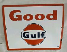 Vintage Good Gulf Porcelain Pump Plate Original picture